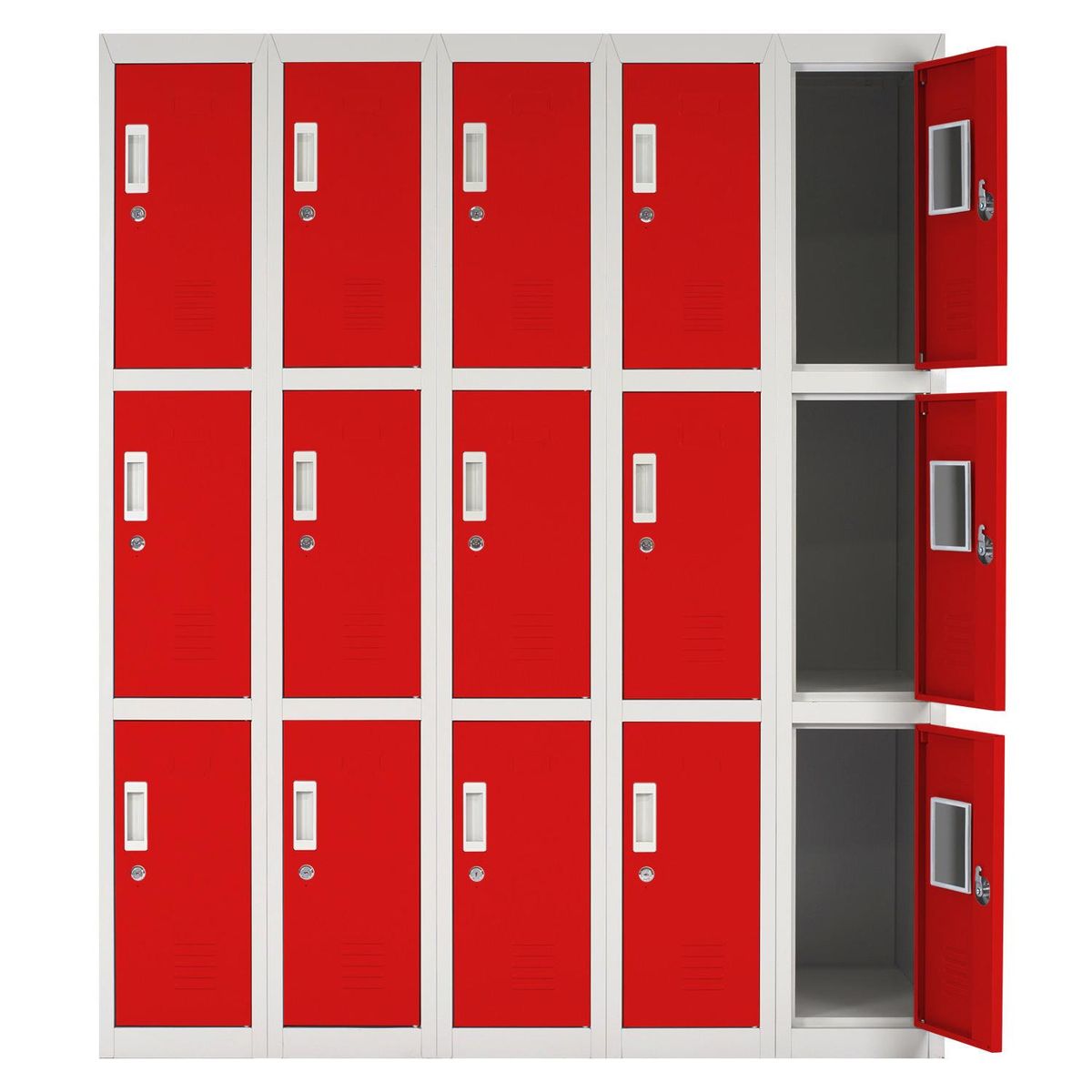 MALETEK - Locker Acero con Llave 15 Puerta(s) 50x166x140 cm Rojo