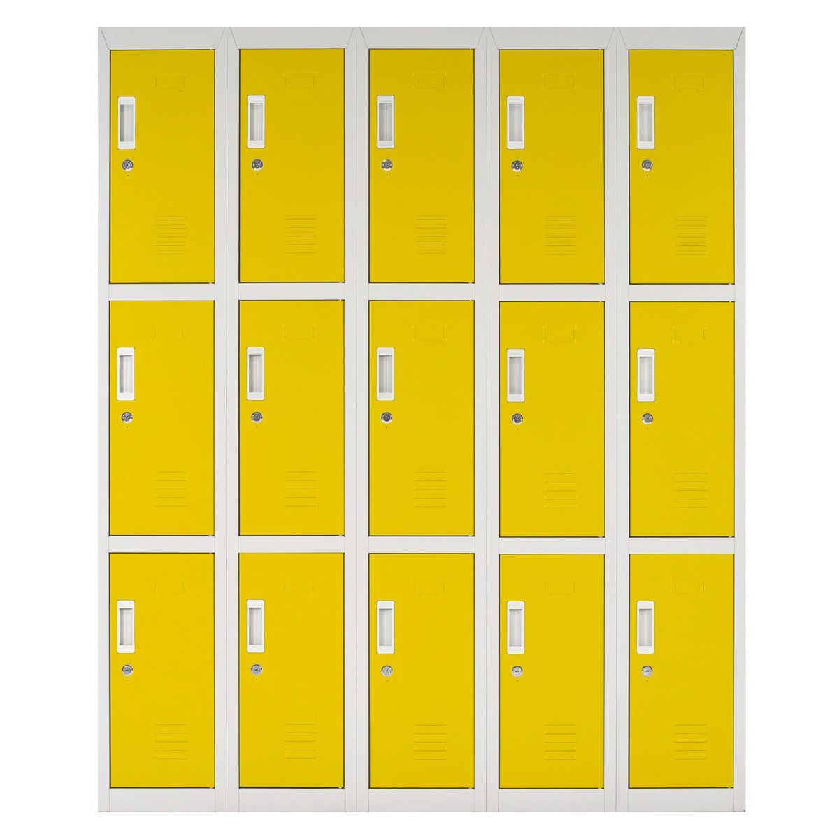 MALETEK - Locker Acero con Llave 15 Puerta(s) 50x166x140 cm Amarillo
