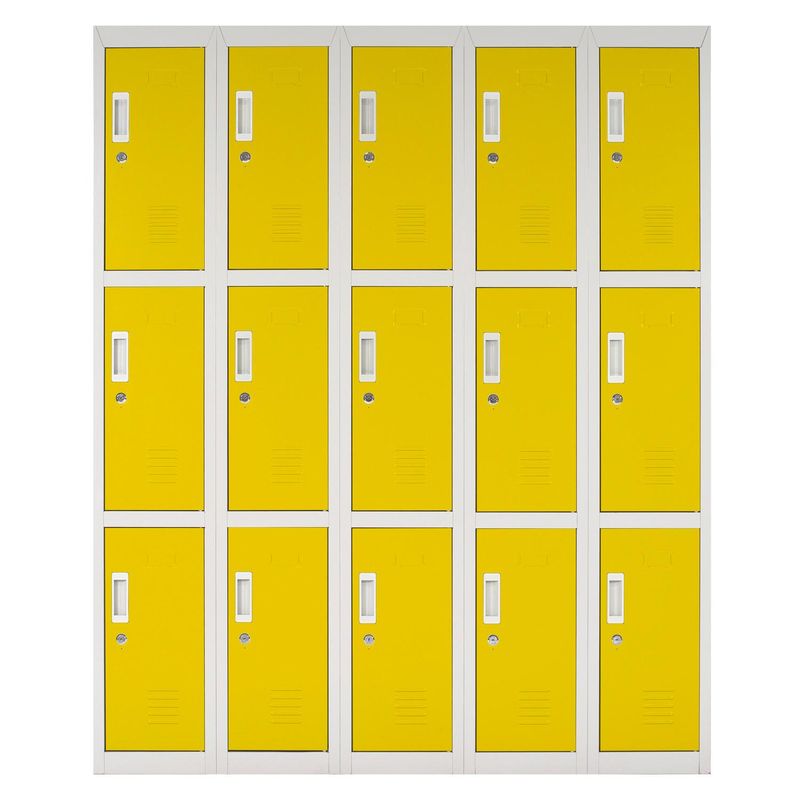MALETEK - Locker Acero con Llave 15 Puerta(s) 50x166x140 cm Amarillo