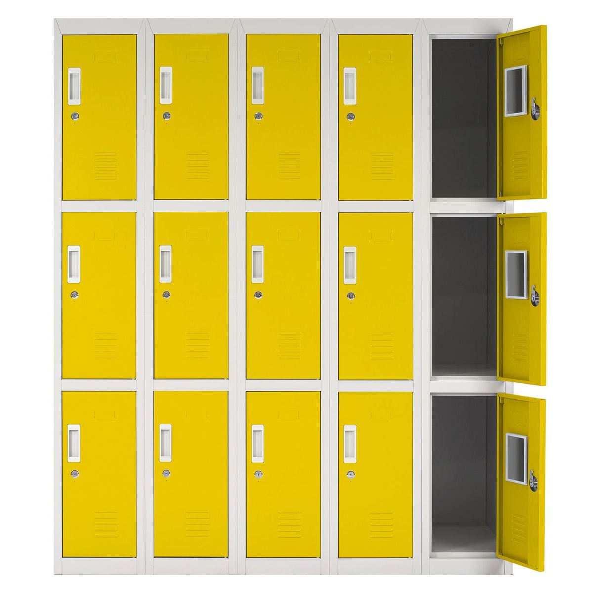 MALETEK - Locker Acero con Llave 15 Puerta(s) 50x166x140 cm Amarillo