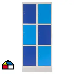 MALETEK - Locker Acero con Llave 6 Puerta(s) 50x177x76 cm Azul/Celeste