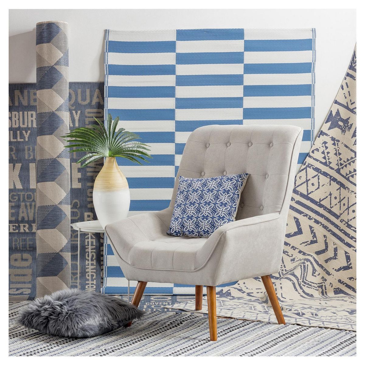 VEKKAHOME - Poltrona 1 cuerpo Liverpool 88x87x110 cm Crudo