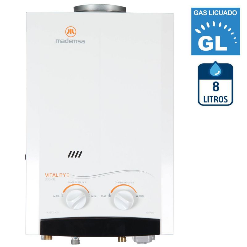 MADEMSA - Calefont Gas Licuado 8 Litros Tiro Natural