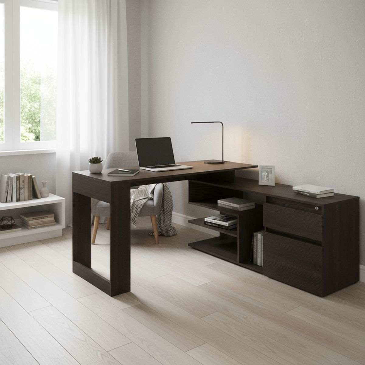 TUHOME - Escritorio Astana 121,5x73,5x138 cm Wengué