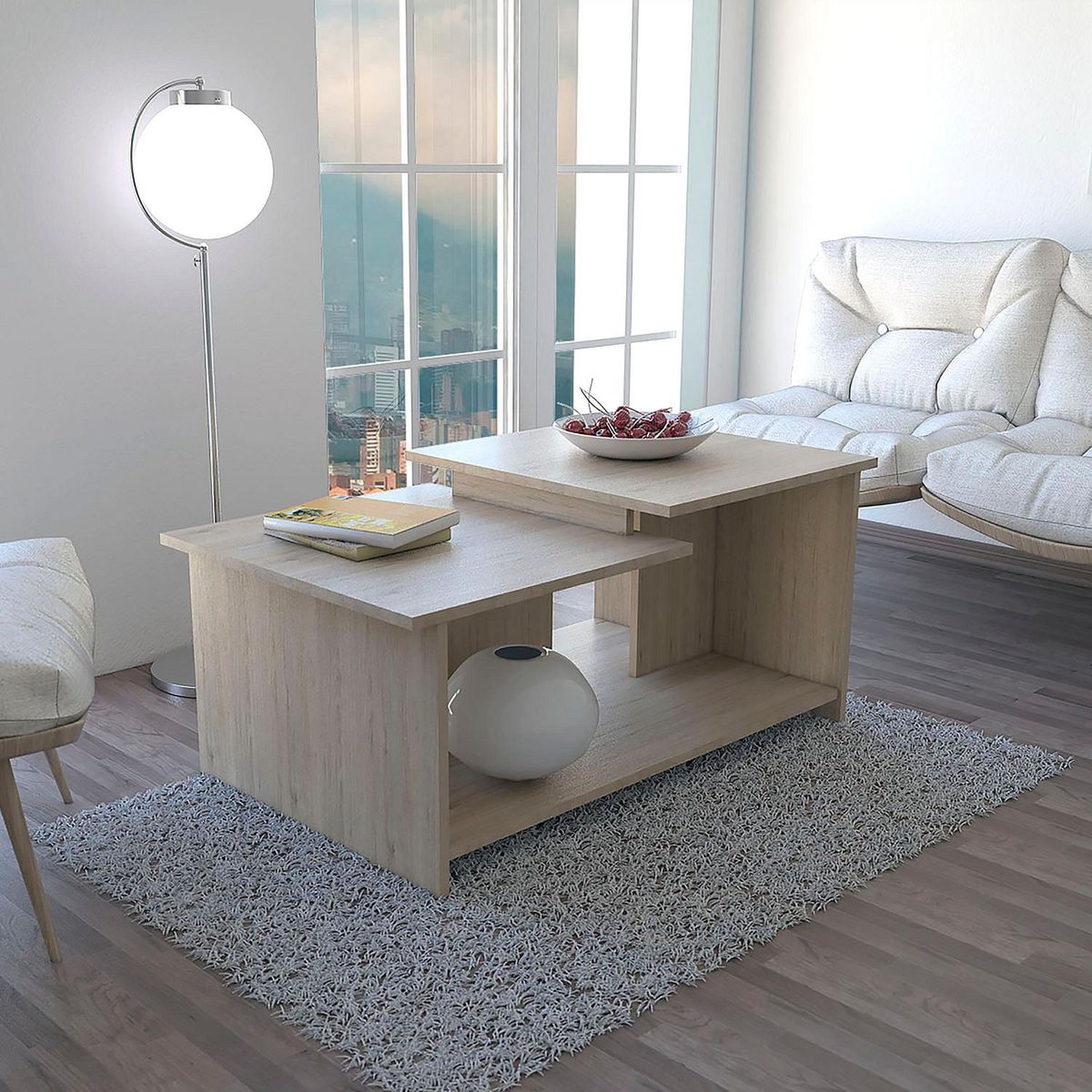 TUHOME - Mesa de centro 41,6x89,3x53 cm rovere