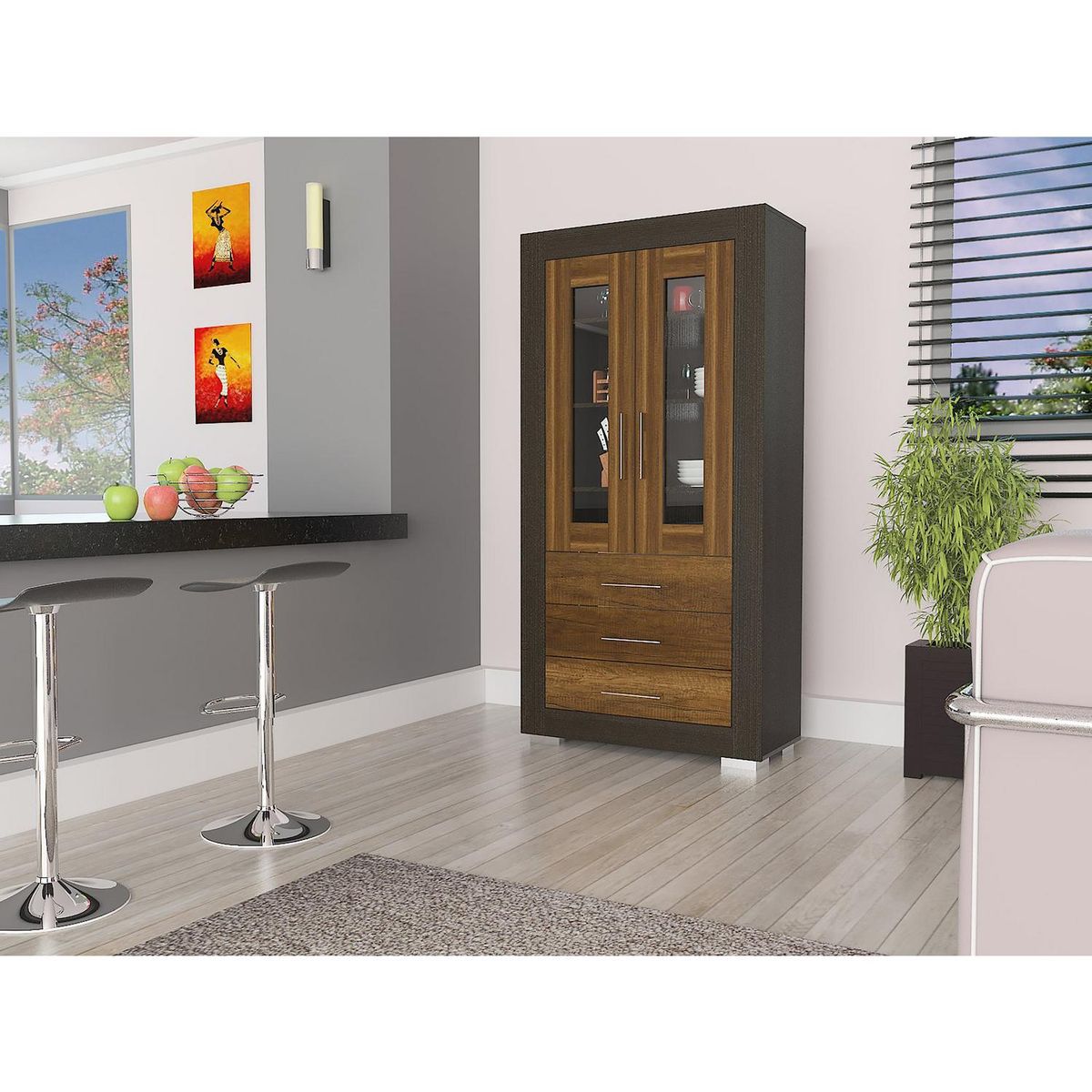 TUHOME - Estante Albatross Madera 4 Nivel(es) 90x180x41 cm Wengué/Caramelo