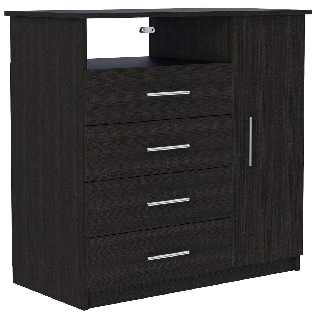 TUHOME - Cómoda 1 Puerta 4 Cajón(es) Peru 91x88.6x46 cm Amaretto y wengue