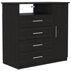 TUHOME - Cómoda 1 Puerta 4 Cajón(es) Peru 91x88.6x46 cm Amaretto y wengue