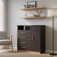 Cómoda 1 Puerta 4 Cajón(es) Peru 91x88.6x46 cm Amaretto y wengue