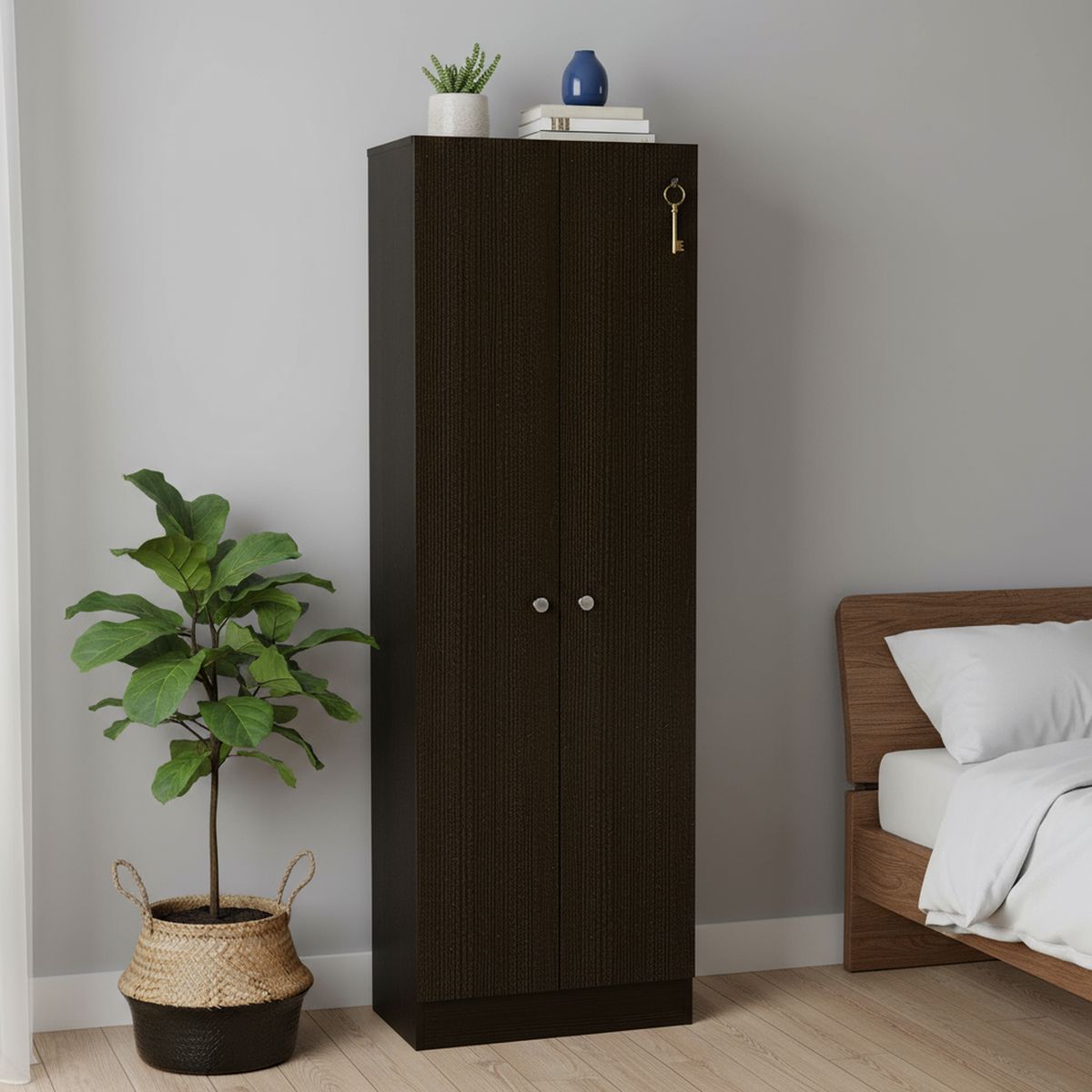 TUHOME - Clóset Home 2 Puerta(s) 3 Repisa(s) 60xx30,2 cm Wengué/Negro