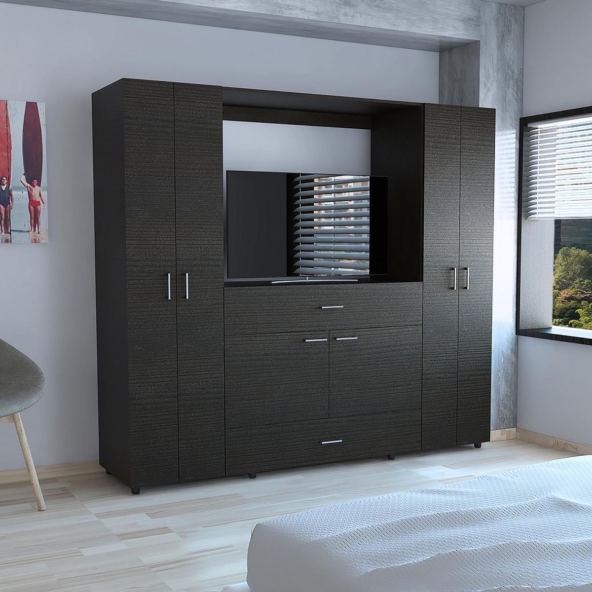 TUHOME - Clóset Rack 7 Puerta(s) 1 Cajón(es) 5 Repisa(s) 198.4x180x49.8 cm Manila