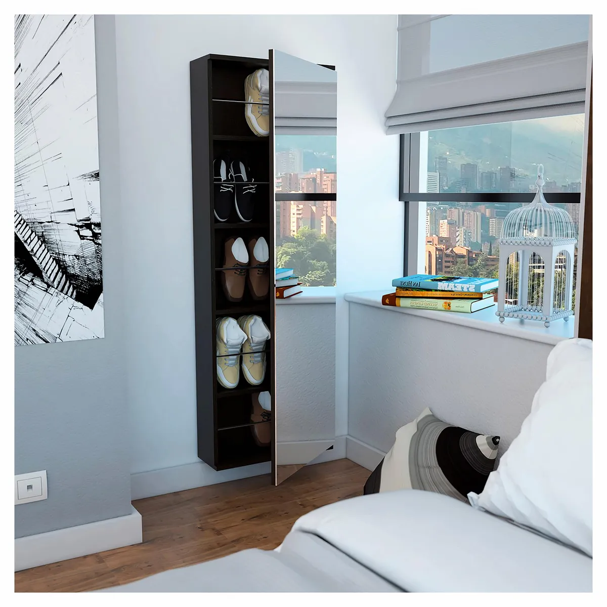 TUHOME - Zapatera Leto 5 Nivel(es) 47x138x18 cm Wengué