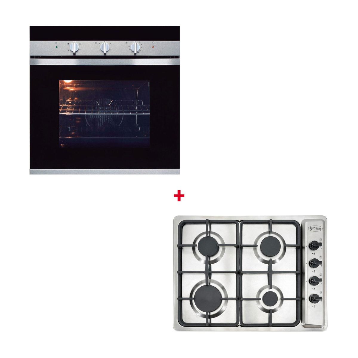 ALBIN TROTTER - Combo encimera a gas natural 4 quemadores + horno empotrable.