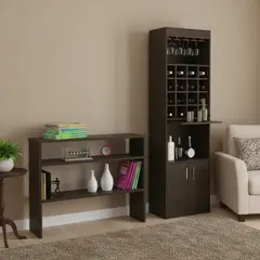 TUHOME - Combo mueble de bar + arrimo madera wengué