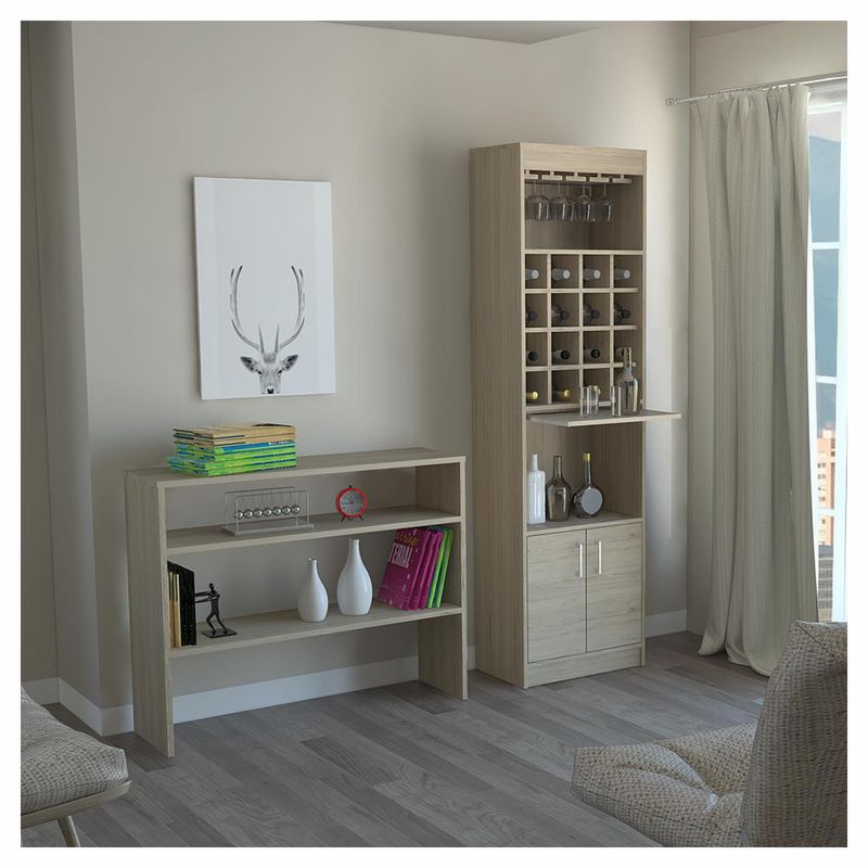 TUHOME - Combo mueble de bar + arrimo madera Rovere
