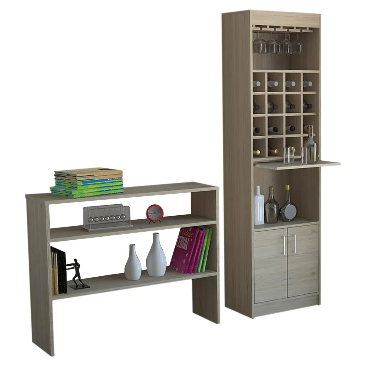 TUHOME - Combo mueble de bar + arrimo madera Rovere
