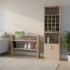 TUHOME - Combo mueble de bar + arrimo madera Rovere