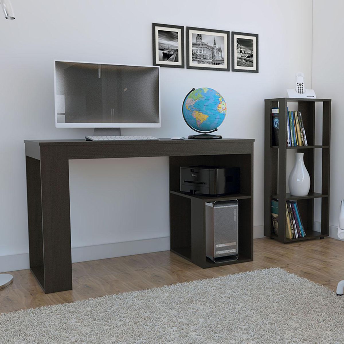 TUHOME - Combo escritorio + librero 73,5x120x50 cm wengué