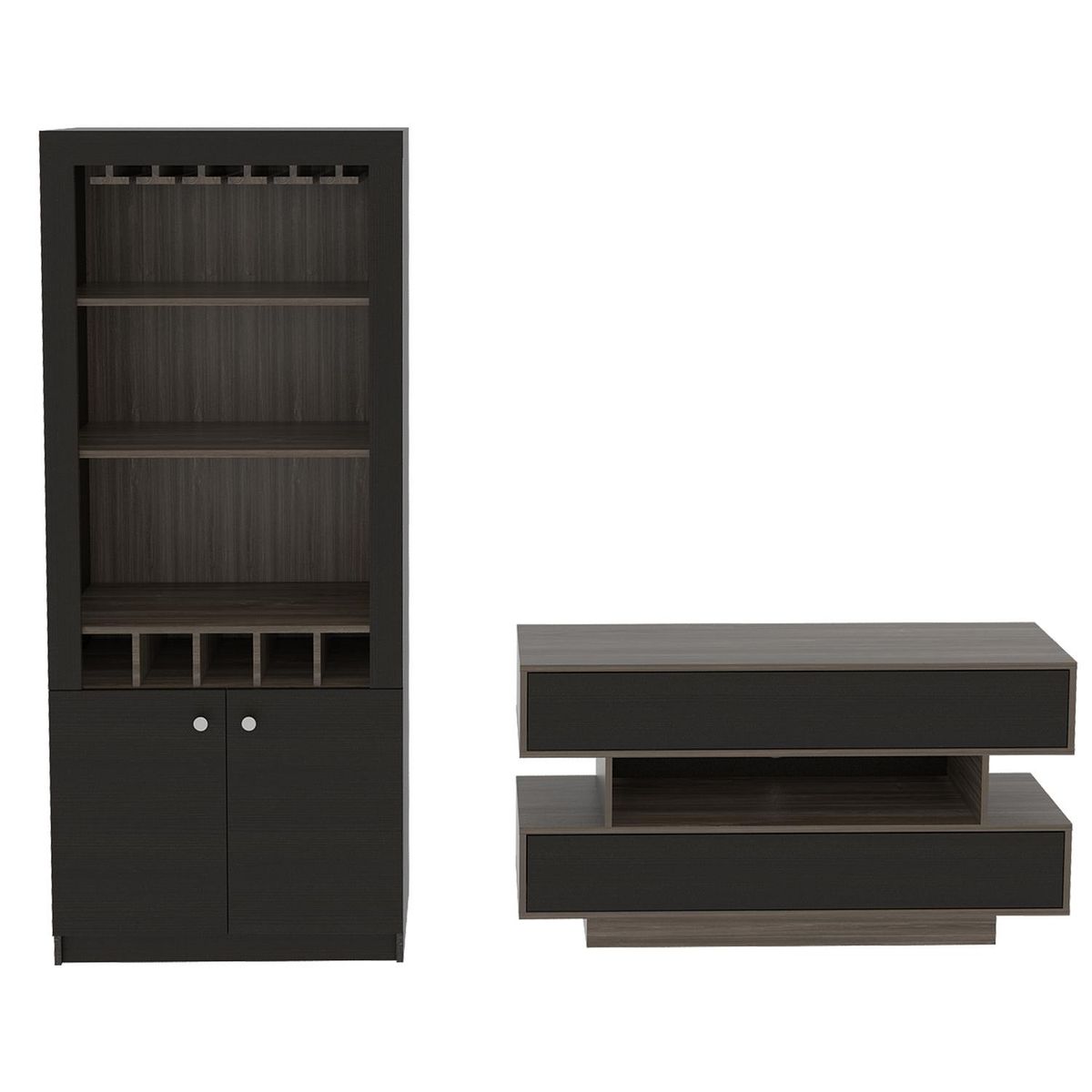 TUHOME - Combo Rack 55 " Siena y wengue 120x175x166 cm