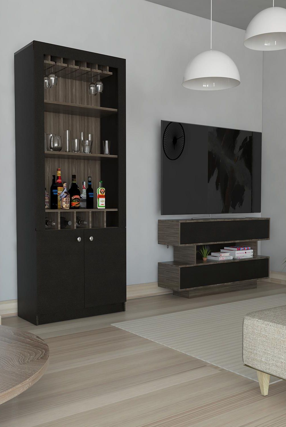 TUHOME - Combo Rack 55 "  Siena y wengue 120x175x166 cm