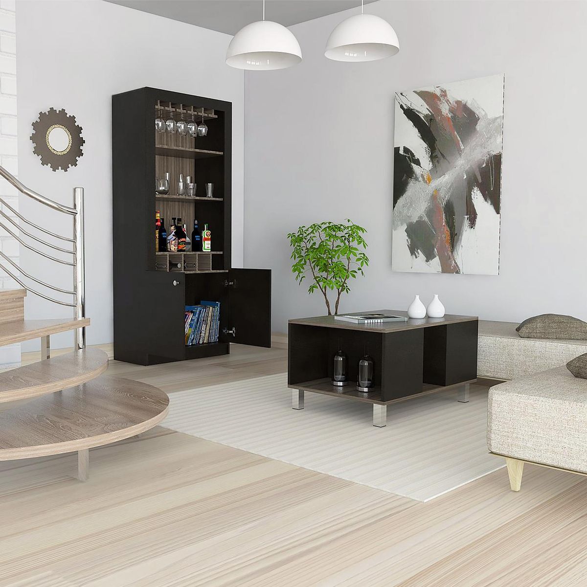 TUHOME - Combo de mesa de centro + mueble de bar