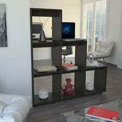 TUHOME - Librero Salamanca Madera 8 Nivel(es) 122.1x128.2x30 cm Wengué