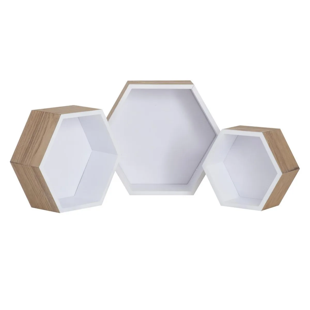 JUST HOME COLLECTION - Set de Repisas Hexagonales Melamina 3 Nivel(es) 36x31x12 cm Blanco