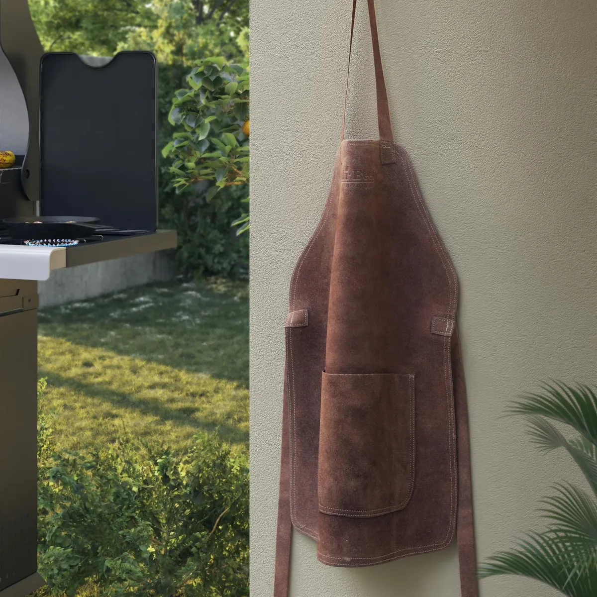 MR BEEF - Pechera de cuero para parrilla café