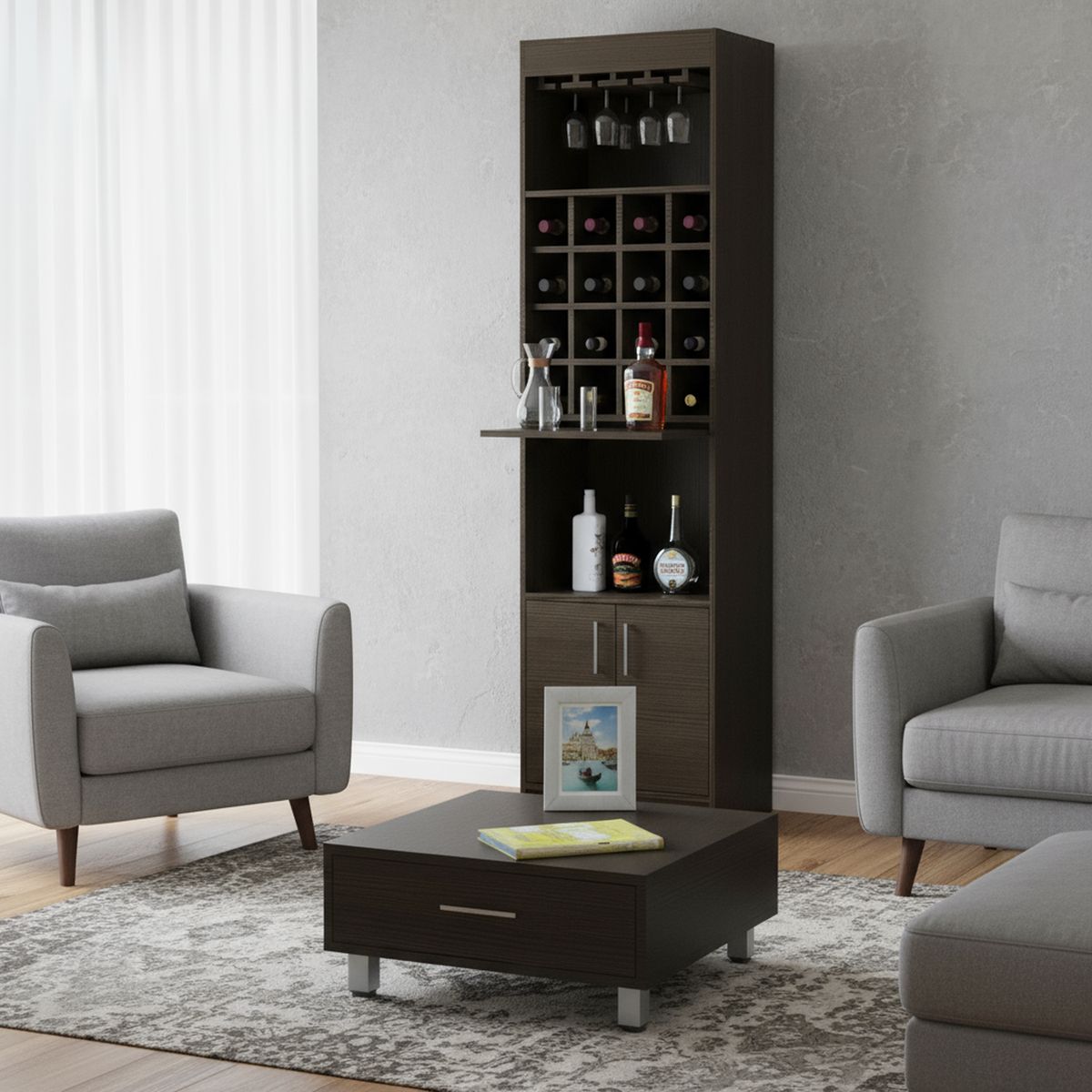 TUHOME - Combo bar kava + mesa de centro wengue