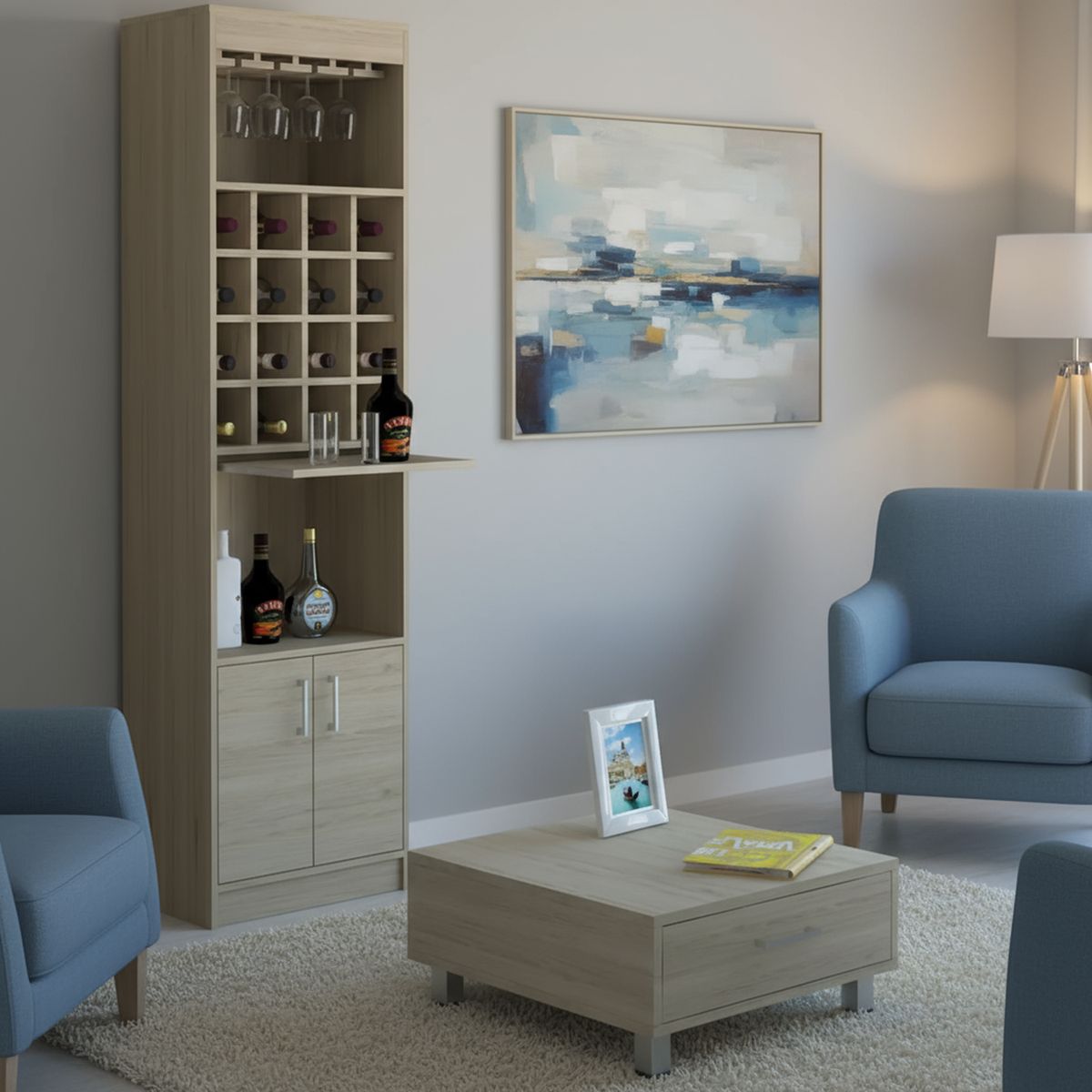 TUHOME - Combo bar kava + mesa de centro rovere