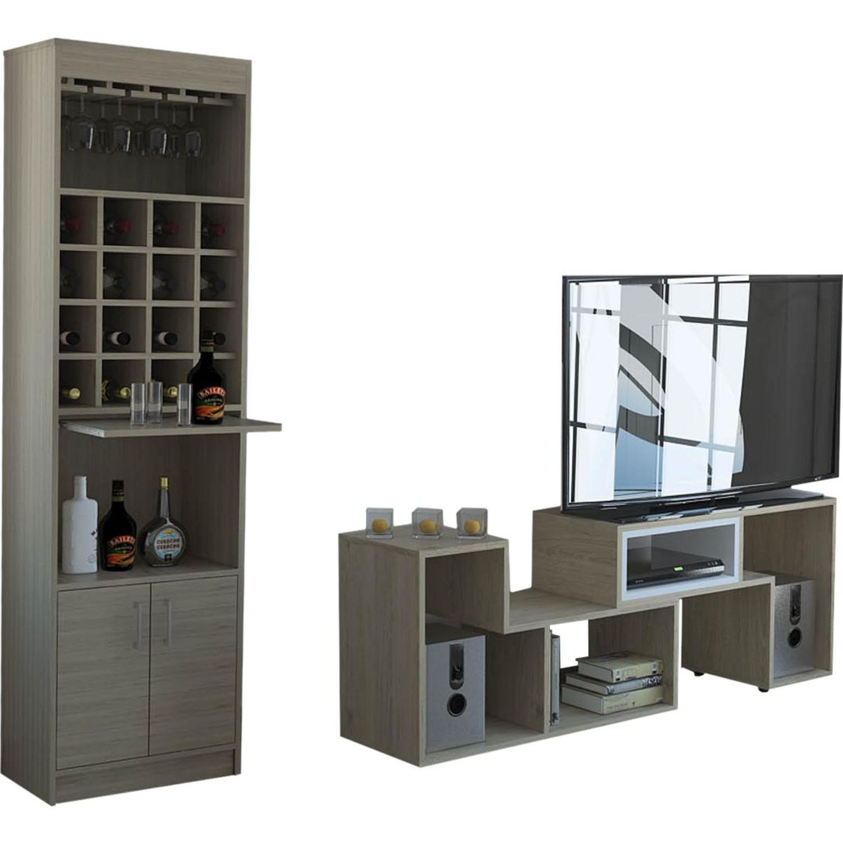 TUHOME - Combo Bar Kava + Rack Extensible Rovere