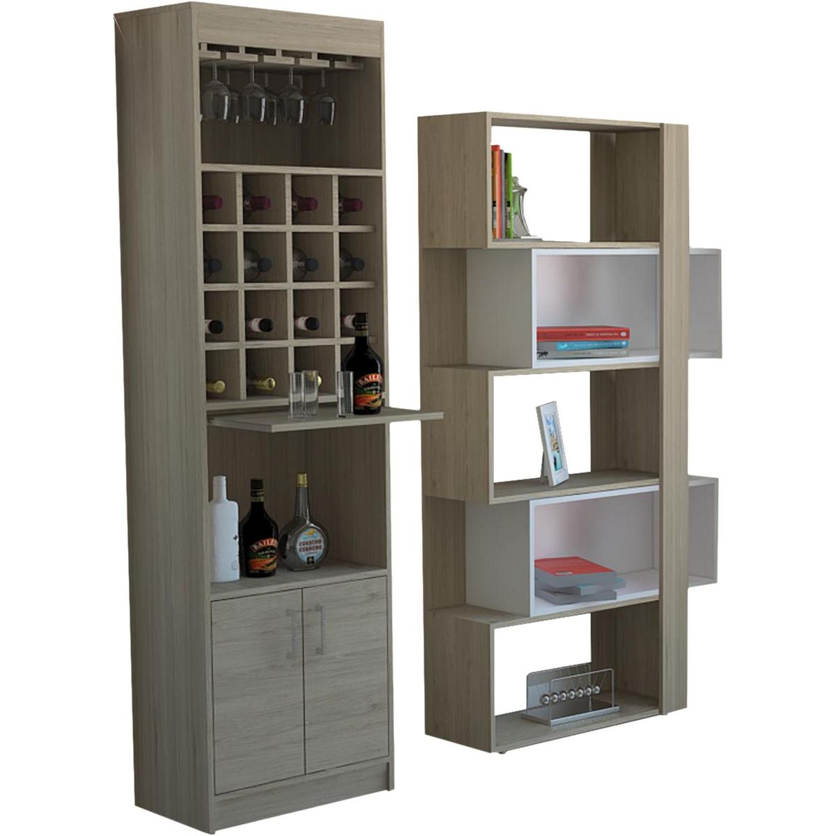 TUHOME - Combo bar kava + biblioteca cubo rovere