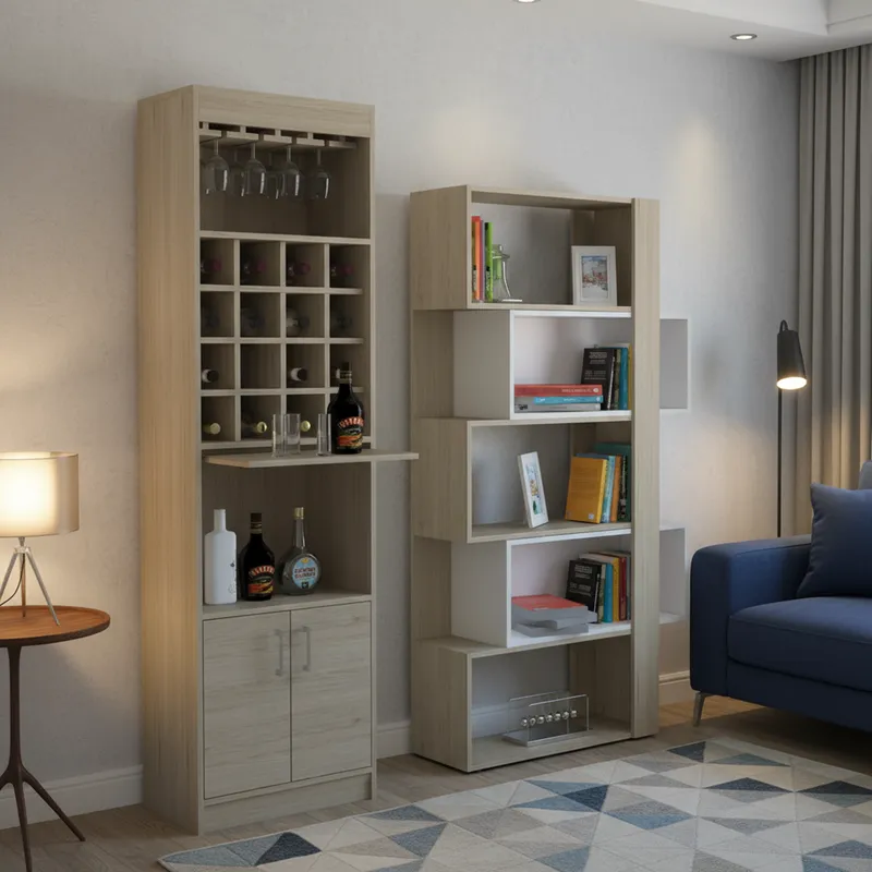 TUHOME - Combo bar kava + biblioteca cubo rovere