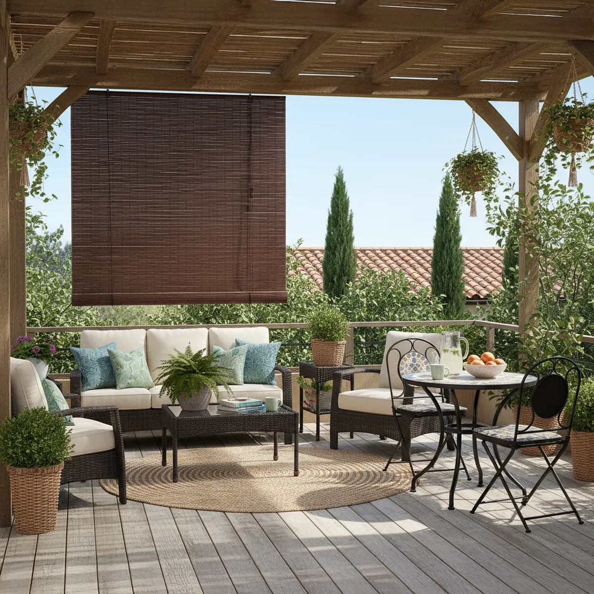 JUST HOME COLLECTION - Cortina roller bambú café oscuro