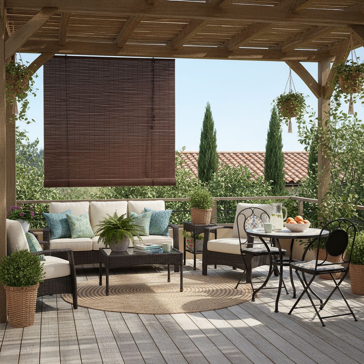 JUST HOME COLLECTION - Cortina roller bambú café oscuro