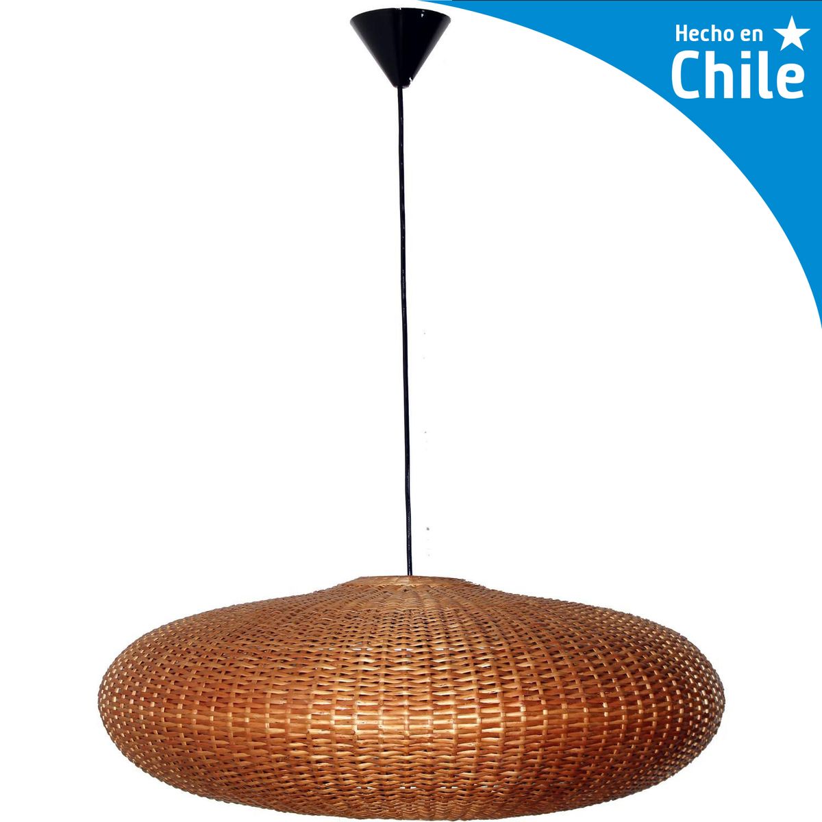 Lámpara Colgante Circular Mimbre Café, marca DECO MIMBRE - Foto Principal