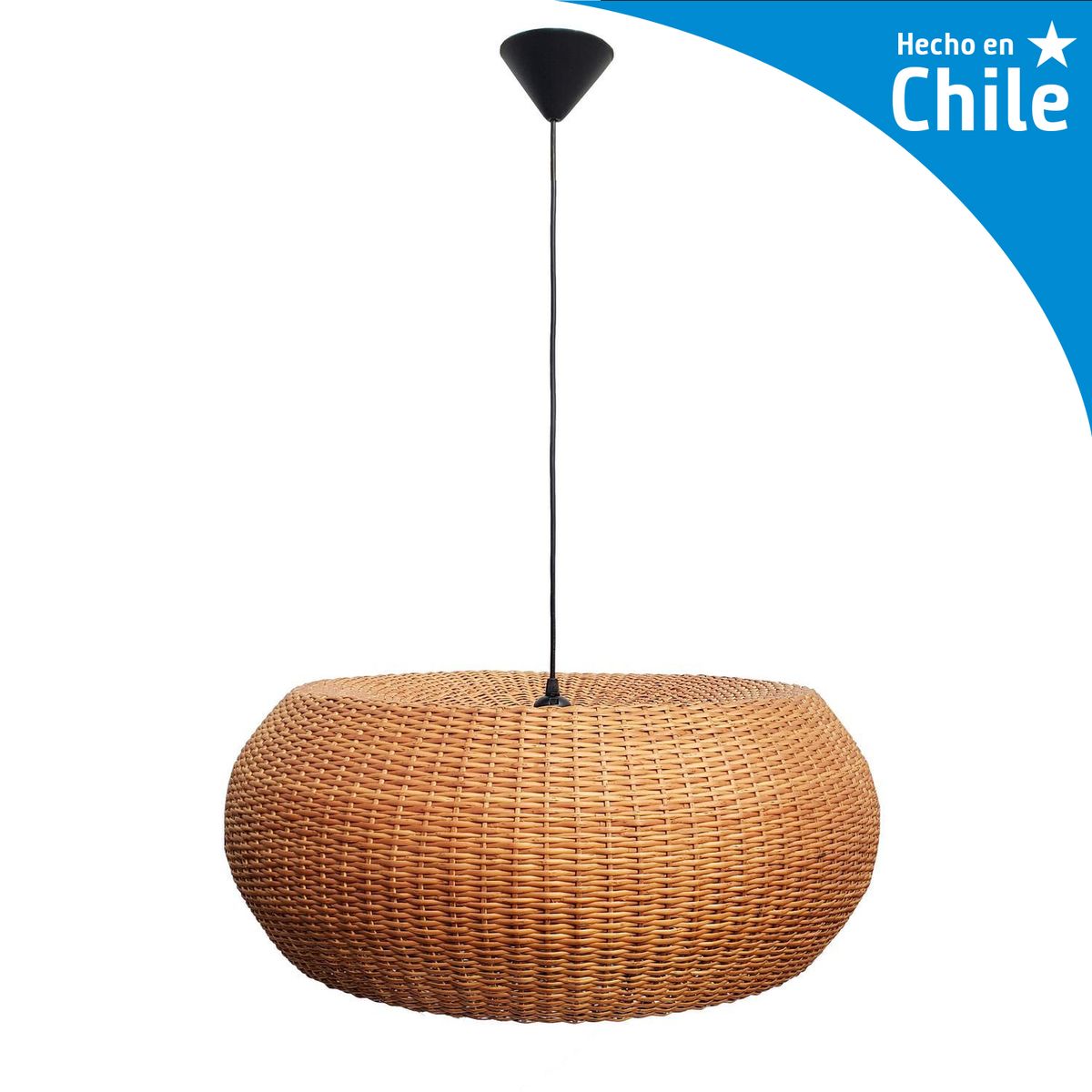 DECO MIMBRE - Lámpara Colgante Donut Mimbre Café