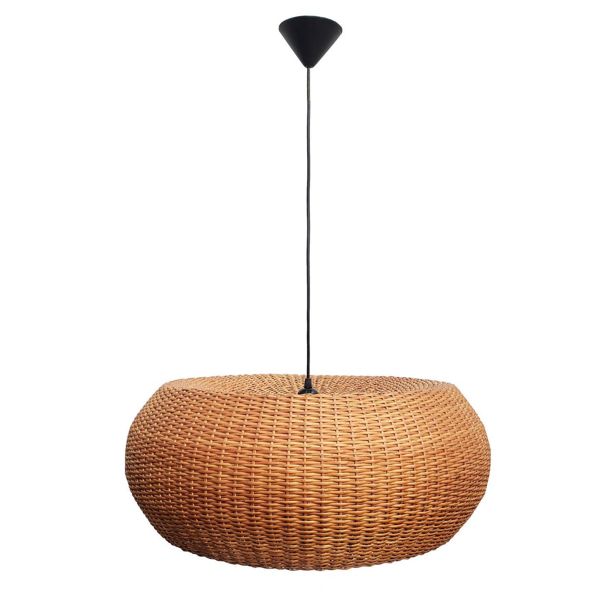 DECO MIMBRE - Lámpara Colgante Donut Mimbre Café