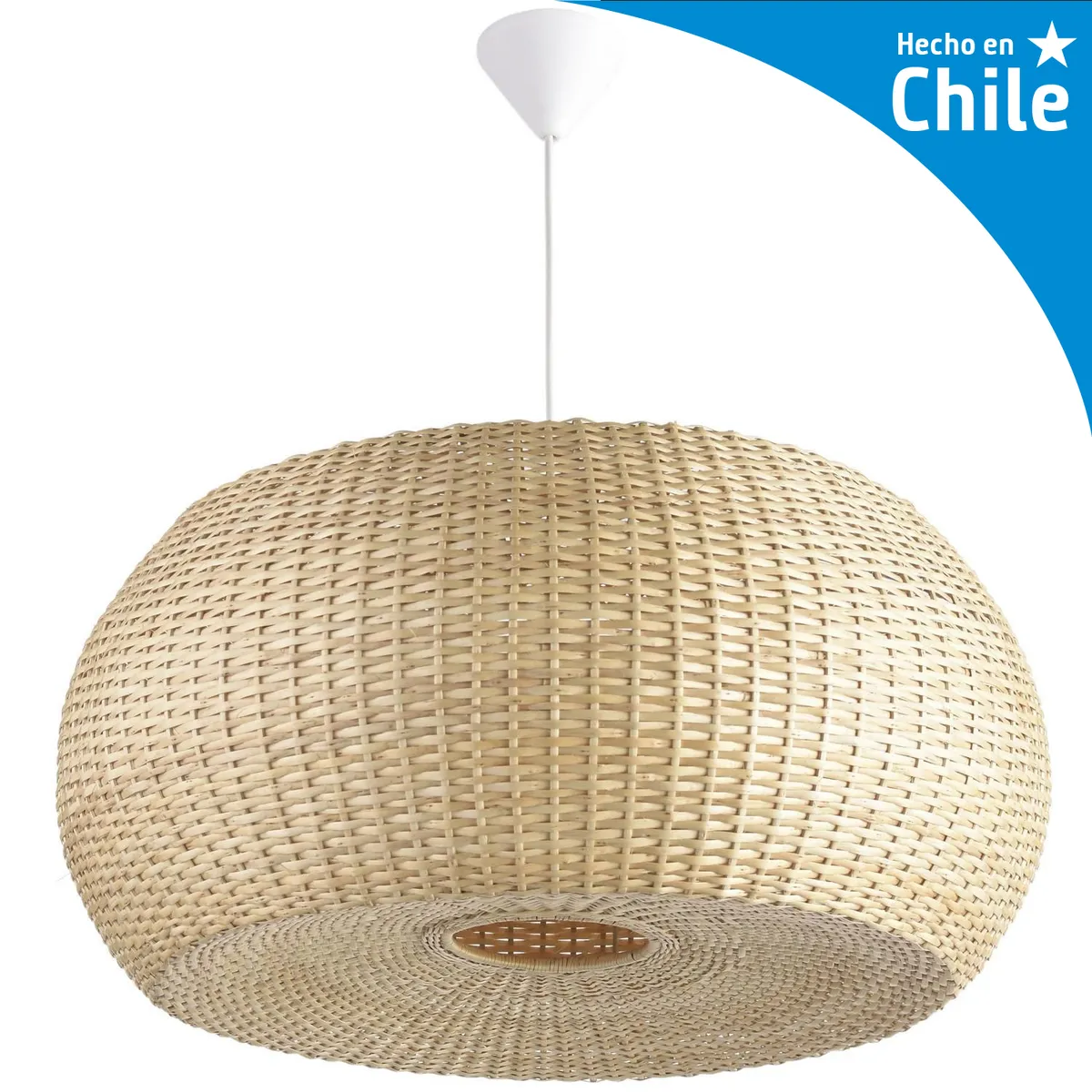 Lámpara Colgante Donut Mimbre Blanco, marca DECO MIMBRE - Foto Principal