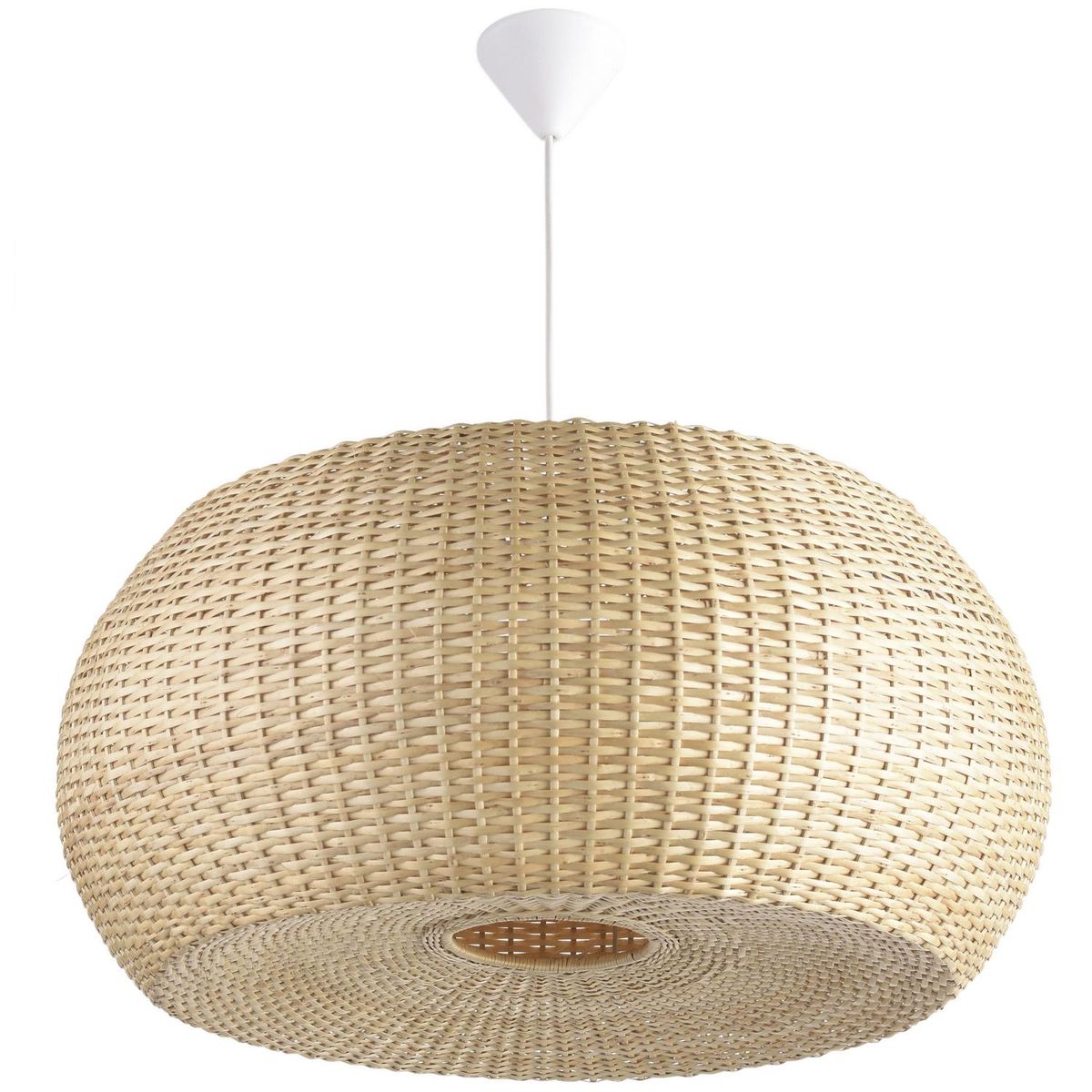 DECO MIMBRE - Lámpara Colgante Donut Mimbre Blanco 62 cm