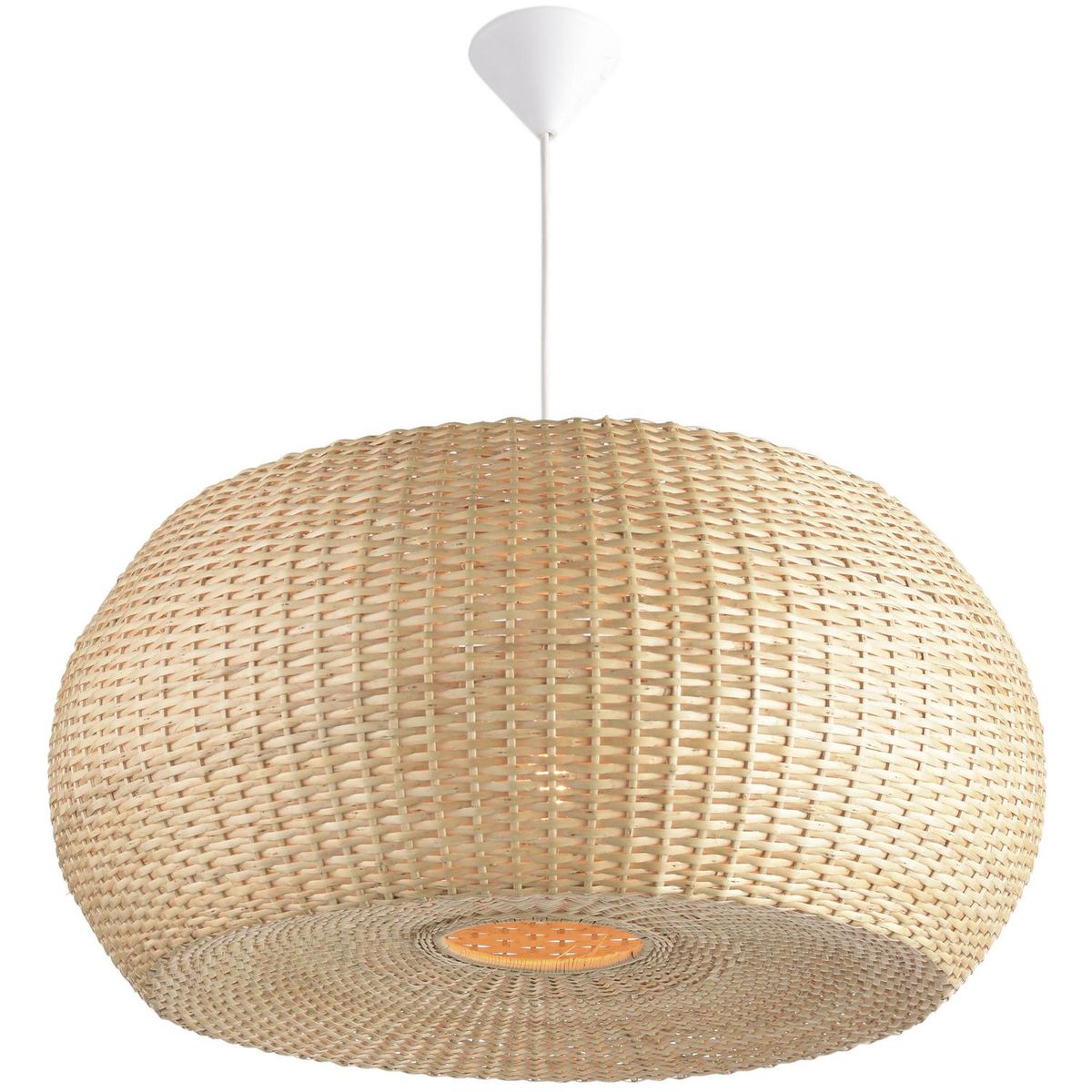 DECO MIMBRE - Lámpara Colgante Donut Mimbre Blanco 62 cm