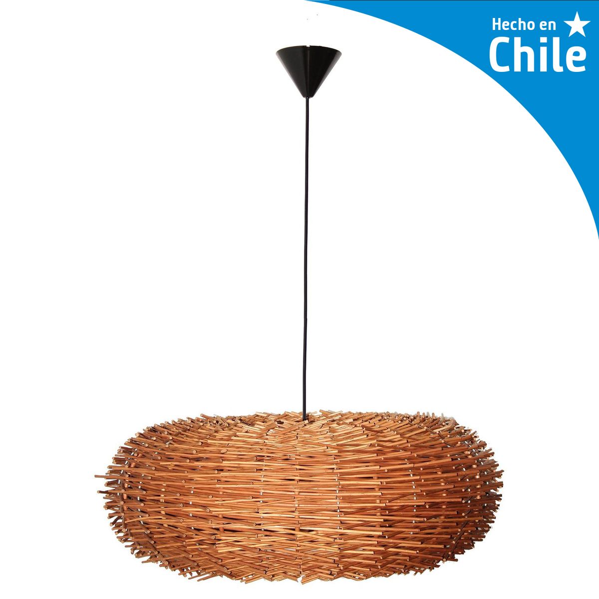 DECO MIMBRE - Lámpara Colgante Erizo Mimbre Café 62 cm