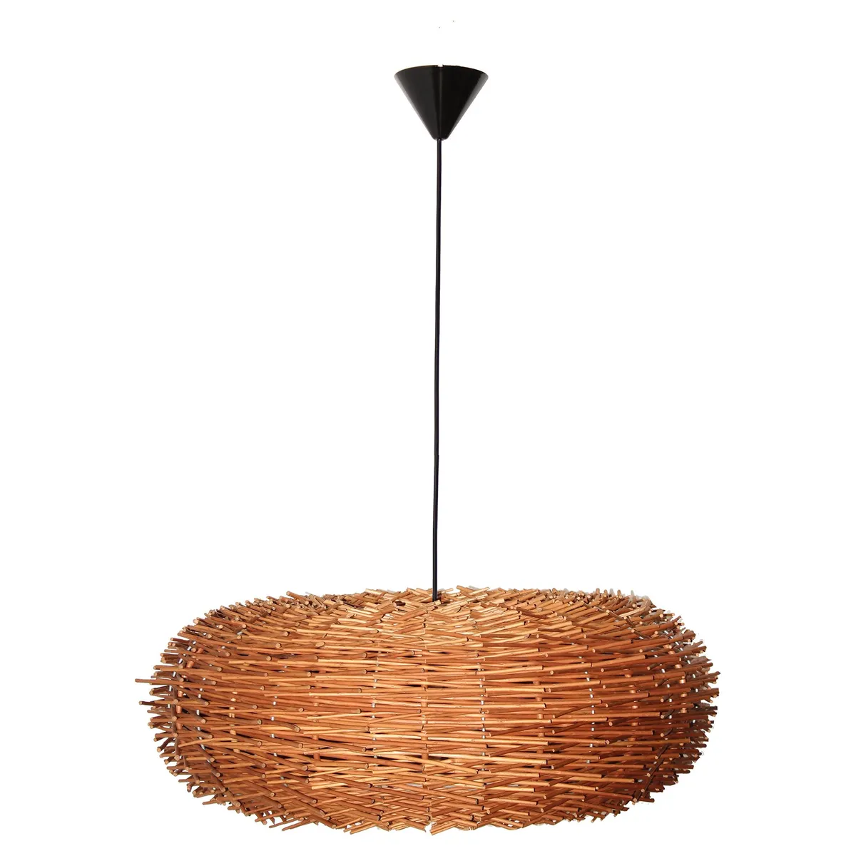 DECO MIMBRE - Lámpara Colgante Erizo Mimbre Café 62 cm