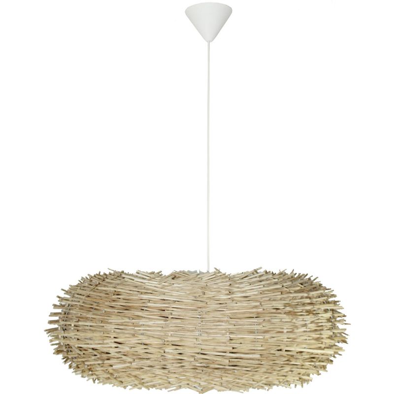 DECO MIMBRE - Lámpara de colgar Mimbre Erizo Blanca