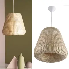 DECO MIMBRE - Lámpara de colgar Mimbre Diamante II Blanca