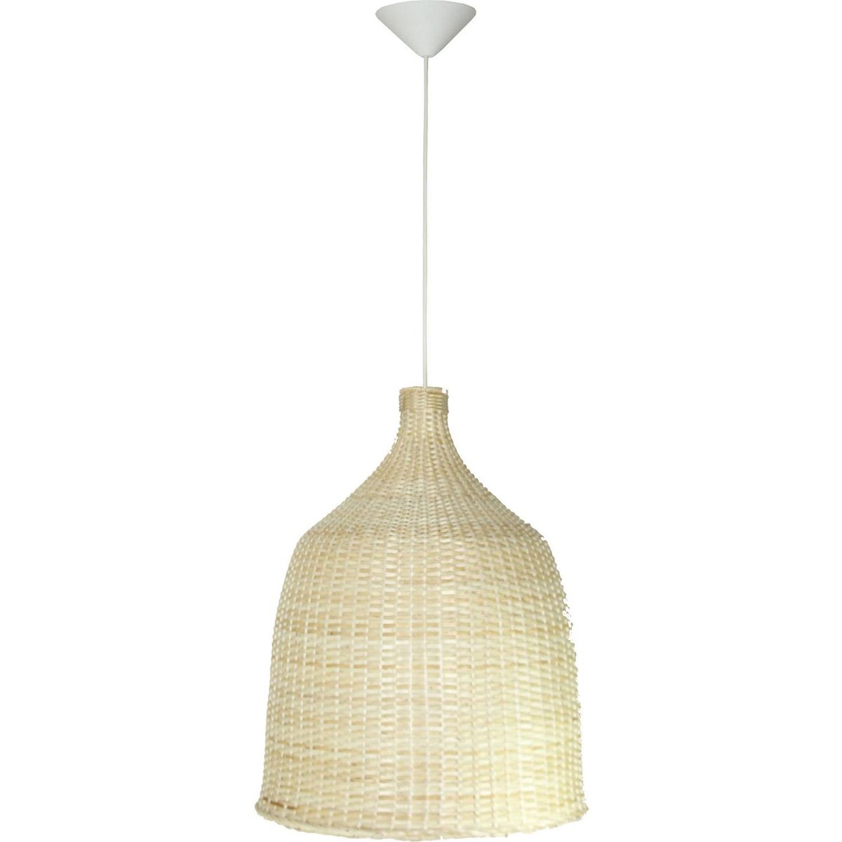 DECO MIMBRE - Lámpara Colgante Campana II Mimbre Blanco 40 cm