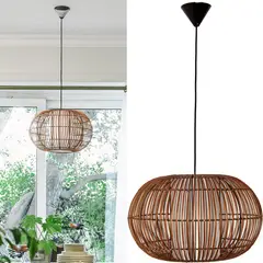 DECO MIMBRE - Lámpara de colgar Mimbre Globo Café
