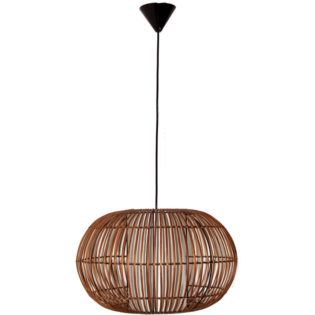 DECO MIMBRE - Lámpara Colgante Globo Mimbre Café