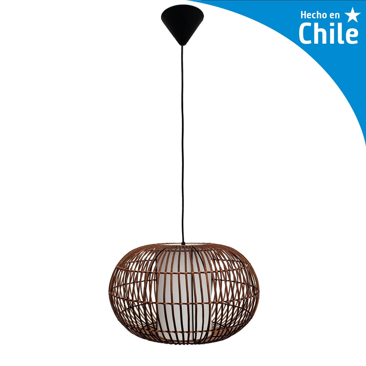 Lámpara Colgante Globo Mimbre Café, marca DECO MIMBRE - Foto Principal