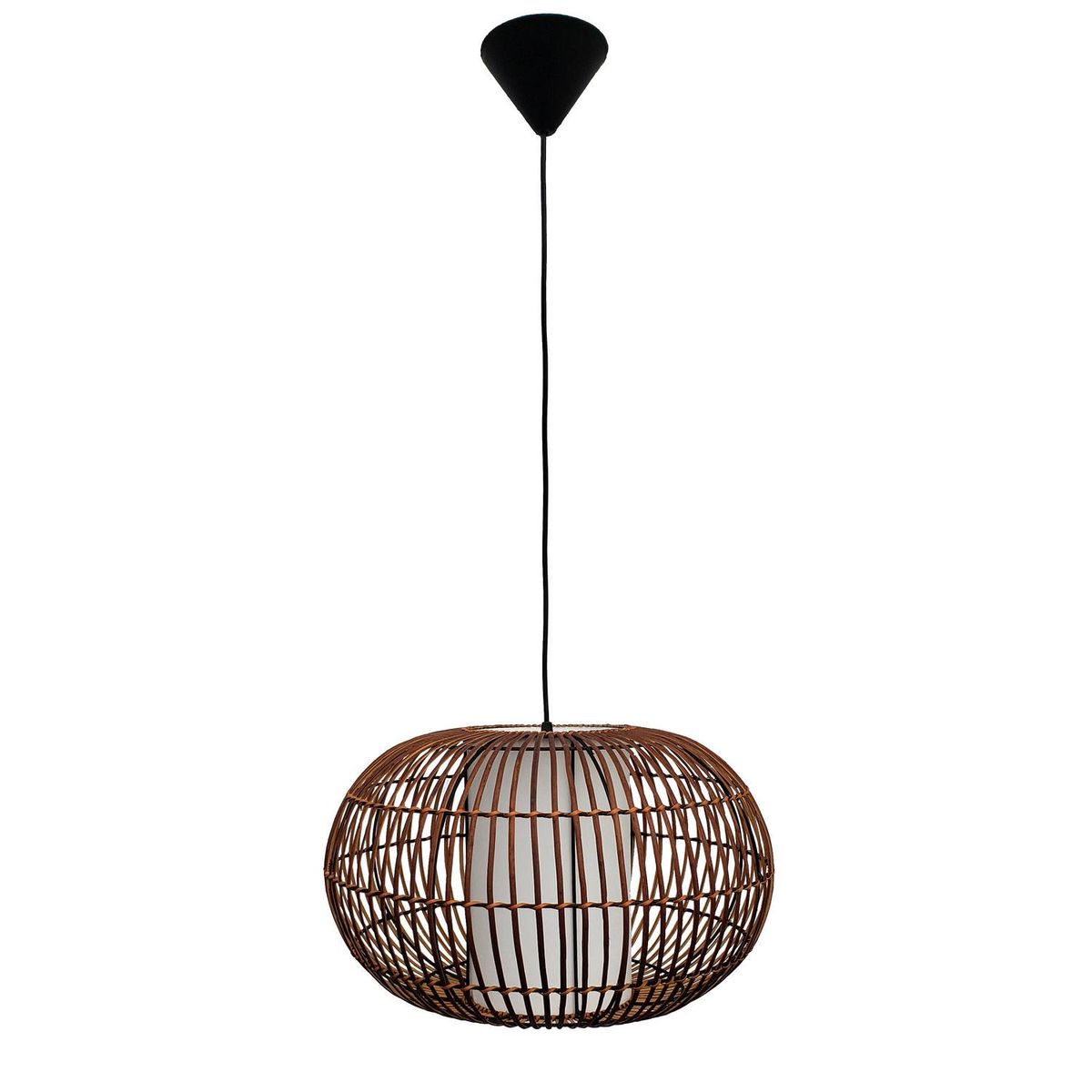 DECO MIMBRE - Lámpara Colgante Globo Mimbre Café